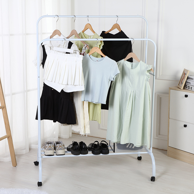 Home Bedroom Clothes Hat Hanger Simple Floor-to-Floor Double Rod Clothes Hanger Live Room Clothing Display Shelf