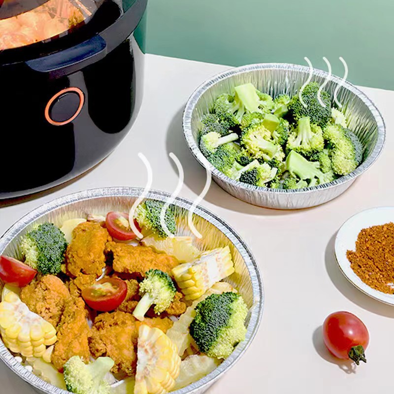 Air Fryer Special Disposable Food Grade Household Tin Foil Tray Oven High Temperature Resistant Tray Barbecue Tray Tin Foil Tray