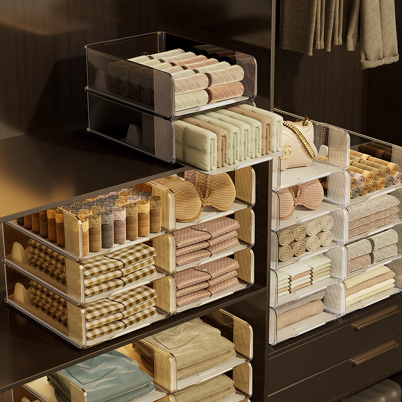 Stackable Clothing Storage Box for Home Use, Suitable for Organizing Clothes and Pants, Washable Wardrobe Layering Storage Organizer, Storage Basket