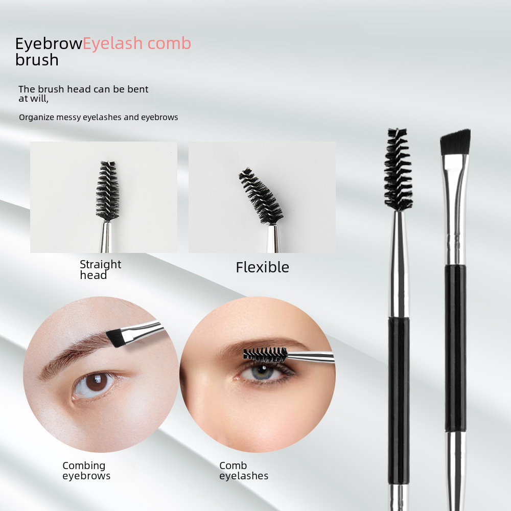 Stainless Steel Double-headed Brush Mascara Brush Comb Brush Steel Needle Carding to Fly Leg Small Partial Segmented Mascara Brush
