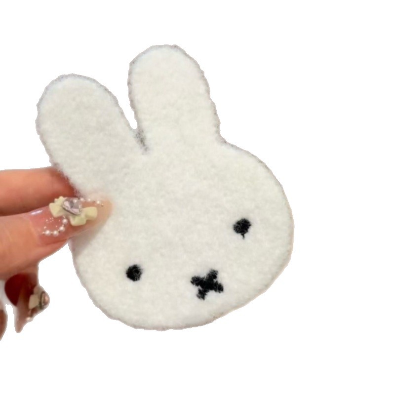 Knitted Miffy Rabbit Stuffed Cartoon Bunny Bangs Sticker Children's Sweet Girl Seamless Velcro Hairpin Hair Accessories
