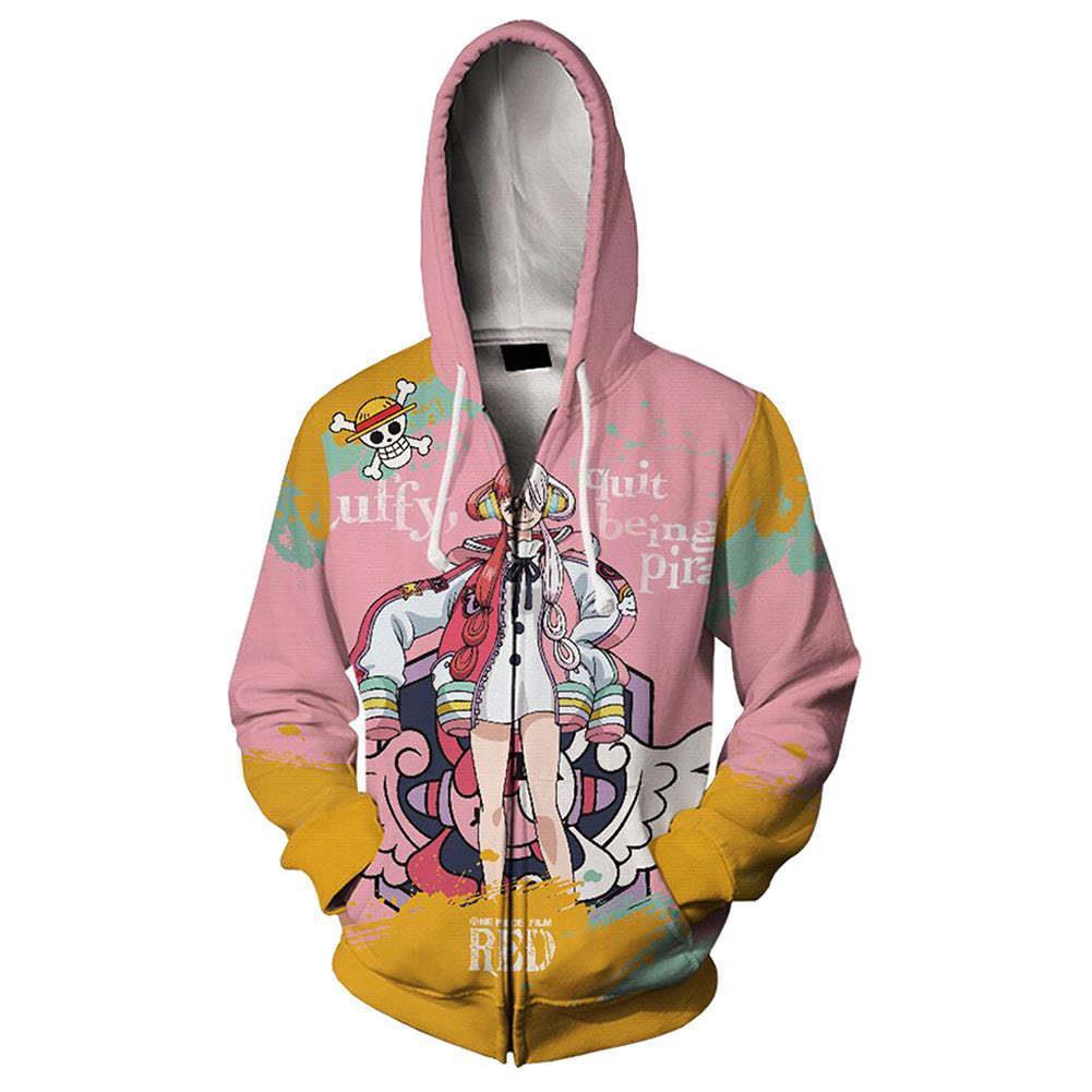 2023 new anime One Piece casual zipper hooded sweater 3D digital printing cosplay peripheral wholesale