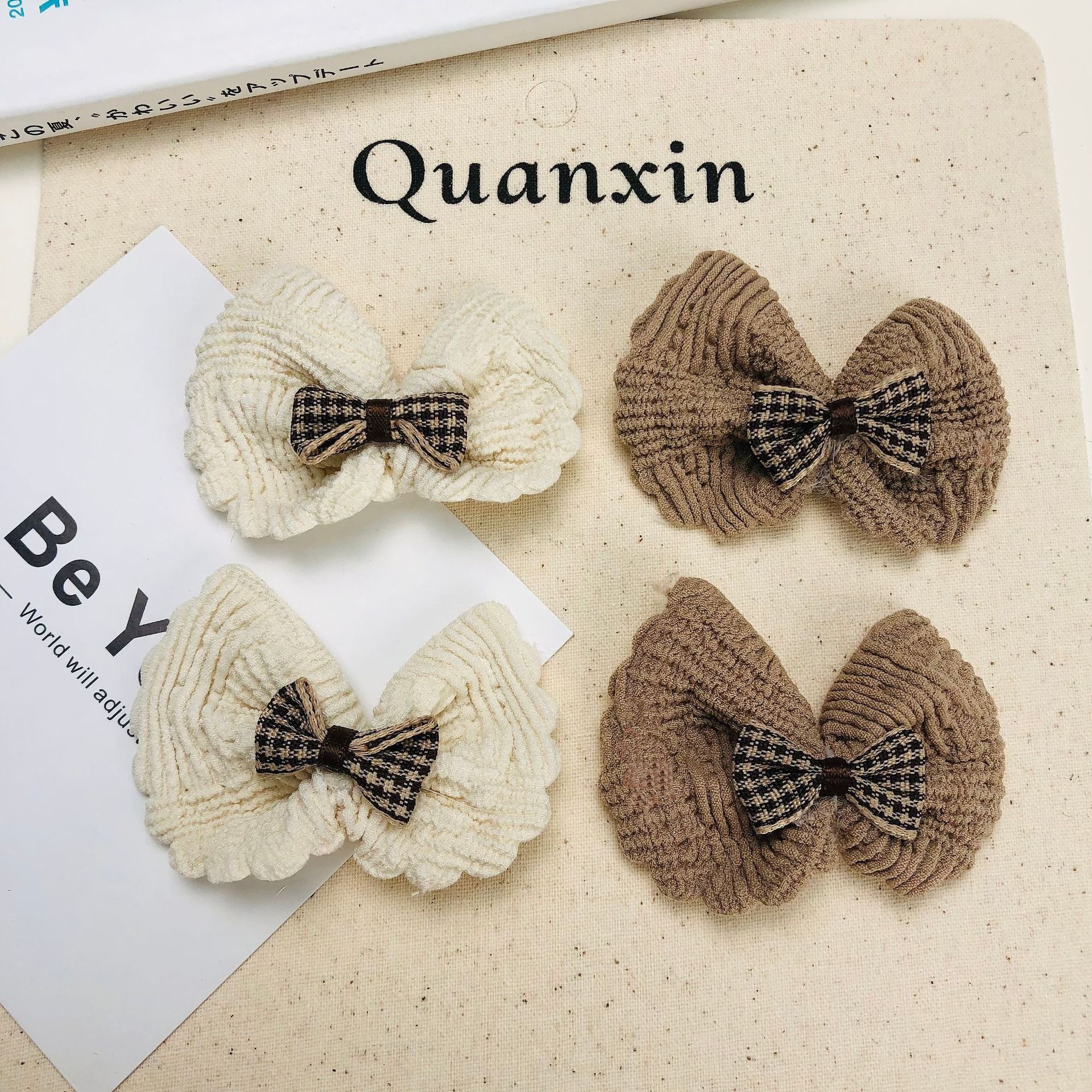 New Milk Coffee Color Fabric Bow Accessories Fabric Patch Children's Hair Accessories Hairpin Clothing Materials DIY Jewelry Accessories