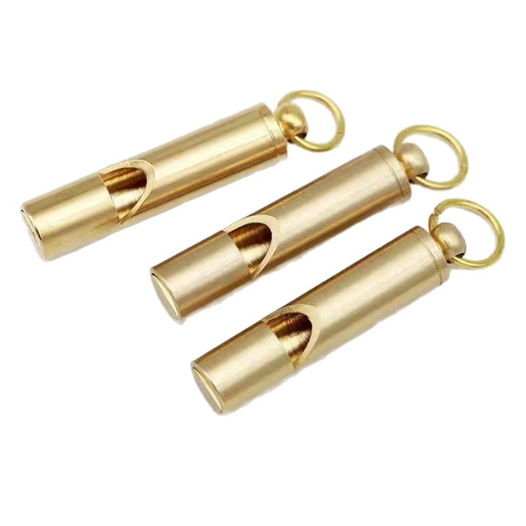 Brass Whistle Keychain Pure Copper Survival Whistle Outdoor Camping Training Whistle Keychain Pendant Brushed Washed Whistle