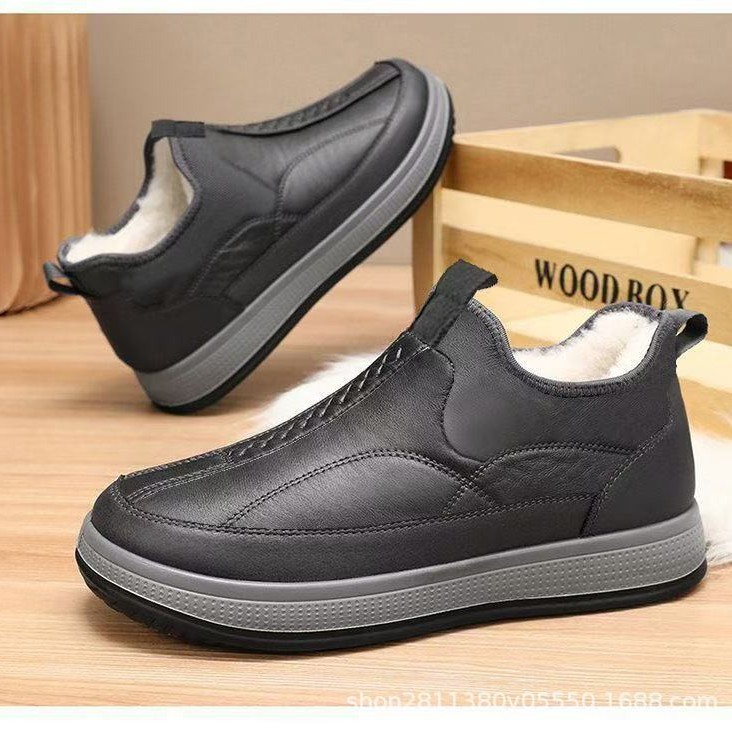 Winter Men's Shoes Old Beijing Cloth Shoes Non-slip fleece-lined Thickened Warm Men's Middle-aged and Elderly Dad Cotton Shoes Snow Boots