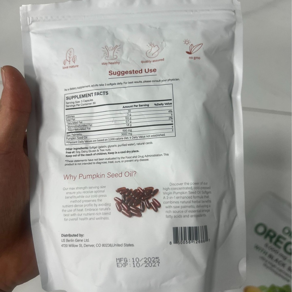 Pumpkin Oil, Oregano Oil, Foreign Trade Amazon Cross-Border Tk Hot Style, O1Em Available in Large Quantities!