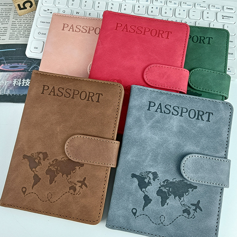 Cross-border in stock leather passport protection this set of magnetic buckle pu leather passport holder multi-function identification bag passport bag