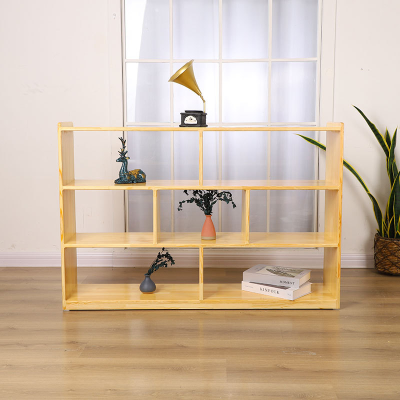 Kindergarten teaching aids cabinet Oak camphor Pine solid wood lattice cabinet children's bookcase Montessori locker teaching aids cabinet