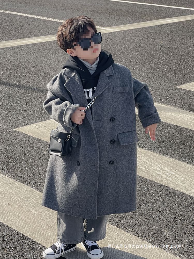 Детская двусторонняя кашемировая верхняя одежда, новая зимняя шершавая одежда 2025 года для мальчиков и девочек среднего и старшего возраста, весенне-осенне-зимняя