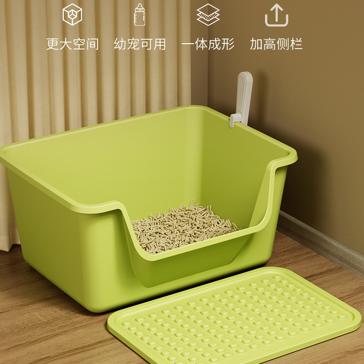 Кошачий туалет с защитой от брызг, дезодорирующий, огромный открытый лоток для фекалий и мочи, компаньон для кошачьего туалета