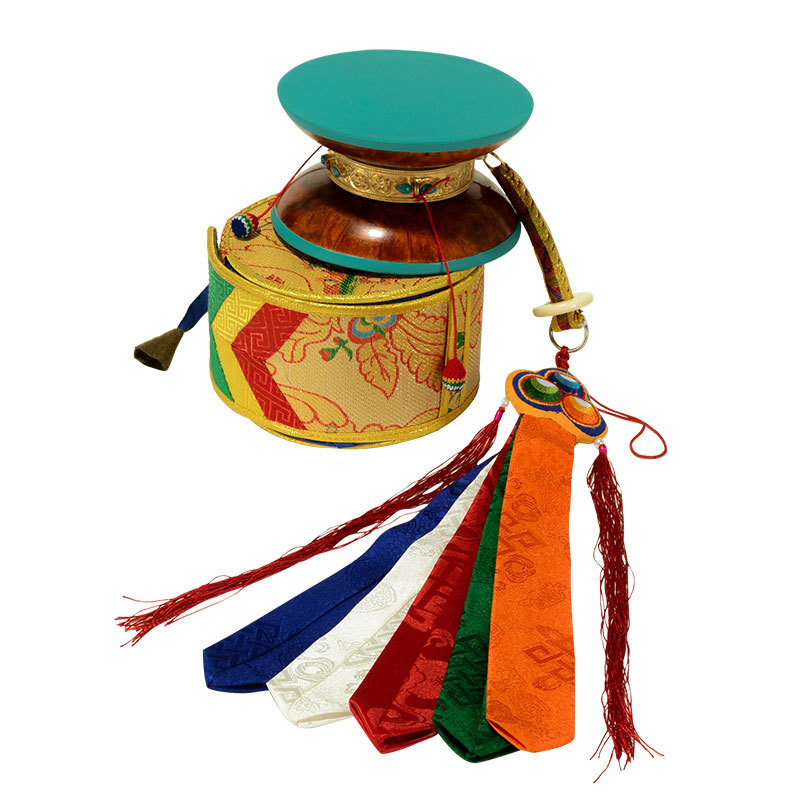 Nepalese Handmade Tambourine, Bhutanese Wood-Made Sheepskin Drum, Xizang Square Drum, Round Drum, Desktop Decoration