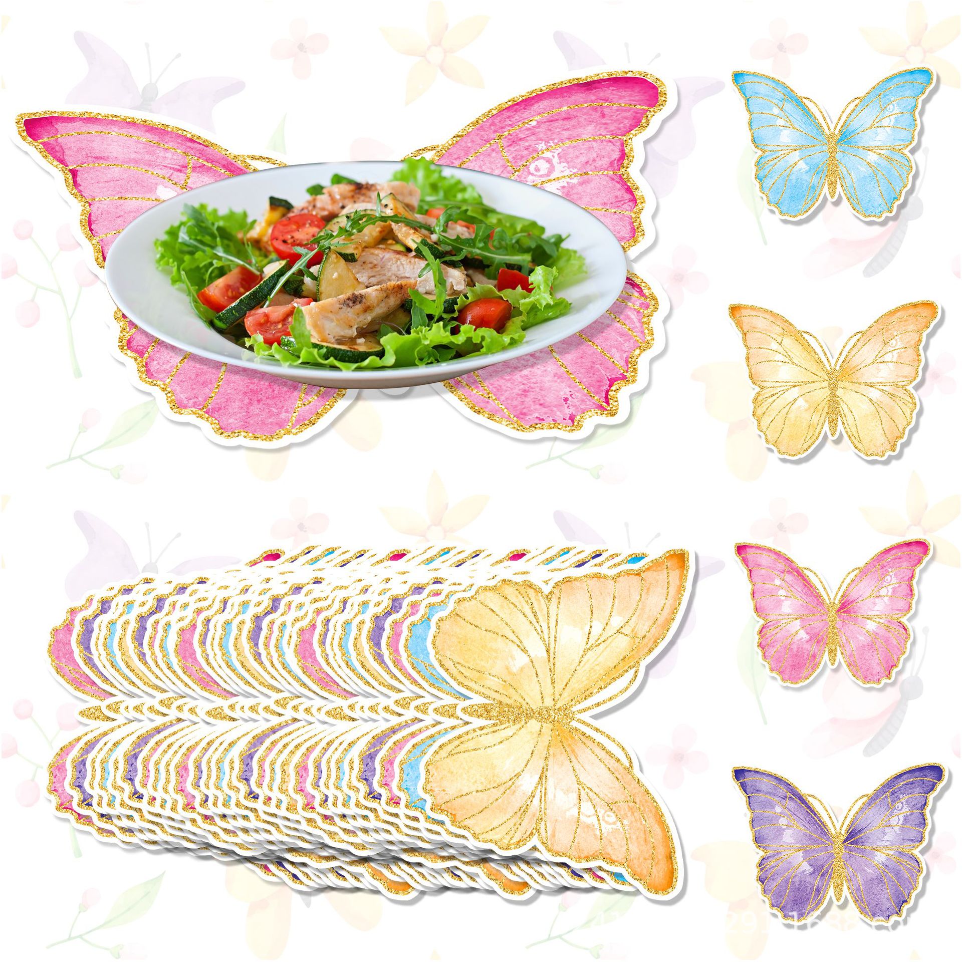 CA014 Disposable Butterfly Color Butterfly Atmosphere Layout Disposable Placemat Paper Placemat Holiday Party
