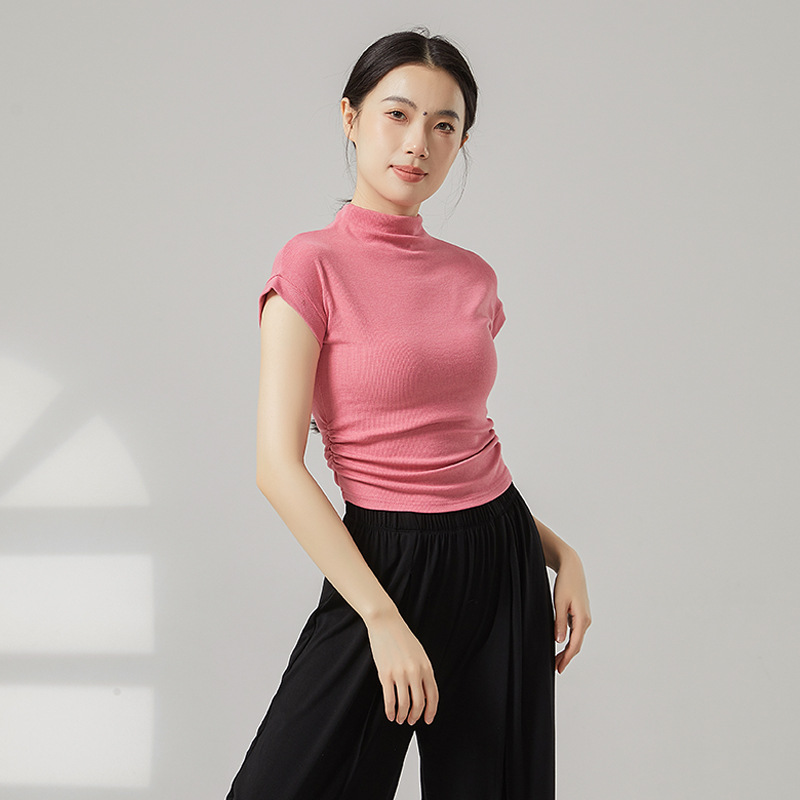 Half-High Collar Slimming Yoga Clothes for Women, Elastic Fitness Clothes, Running Sports Long-Sleeved Tops, Autumn and Winter Classical Dance Clothes