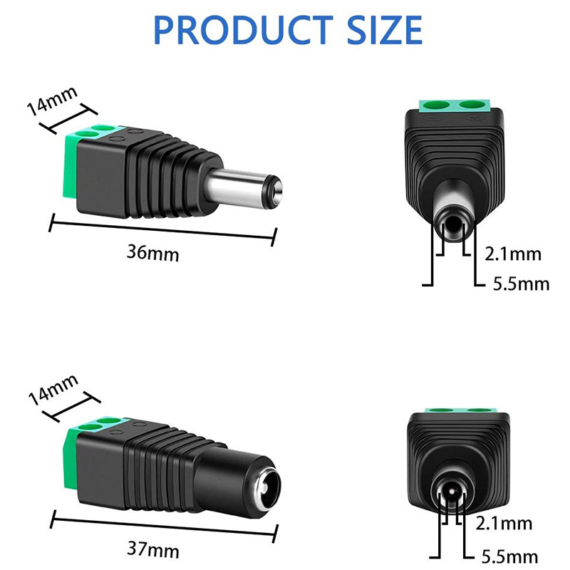 Dc Female 5.5*2.1 Connector 5521 Welding-Free Led Light Strip Monitoring Power Supply Green Terminal Dc Adapter