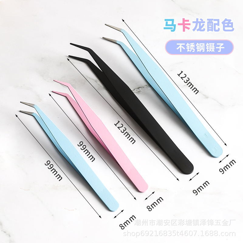 Stainless steel tweezers 9cm straight bend. Diamond painting cross stitch tool accessories gifts electronic maintenance beauty tweezers