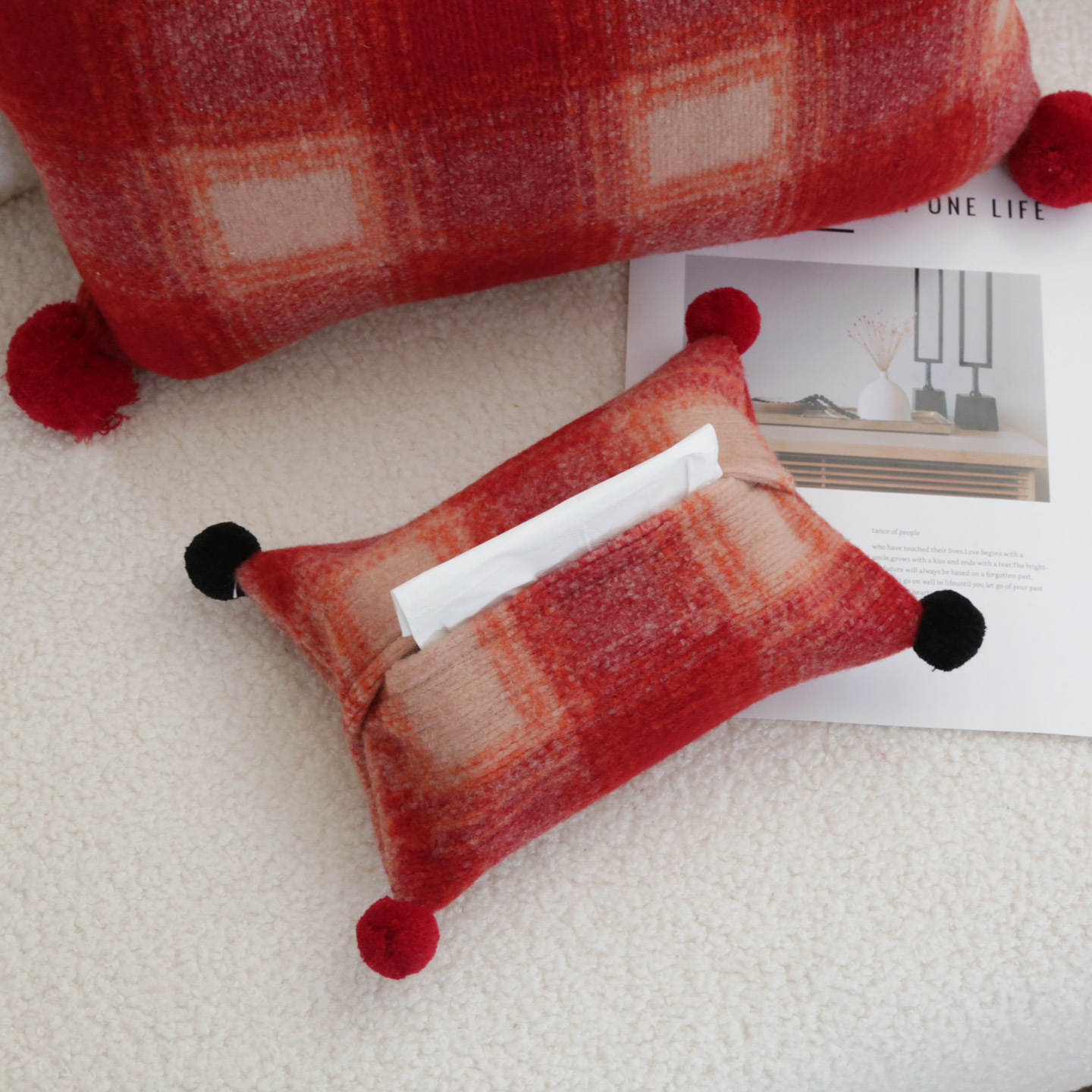 Meizuo Element Tissue Box, Creative Colorfulful Hair Ball Tissue Bag, High-End Tissue Bag, Bedroom Tissue Bag