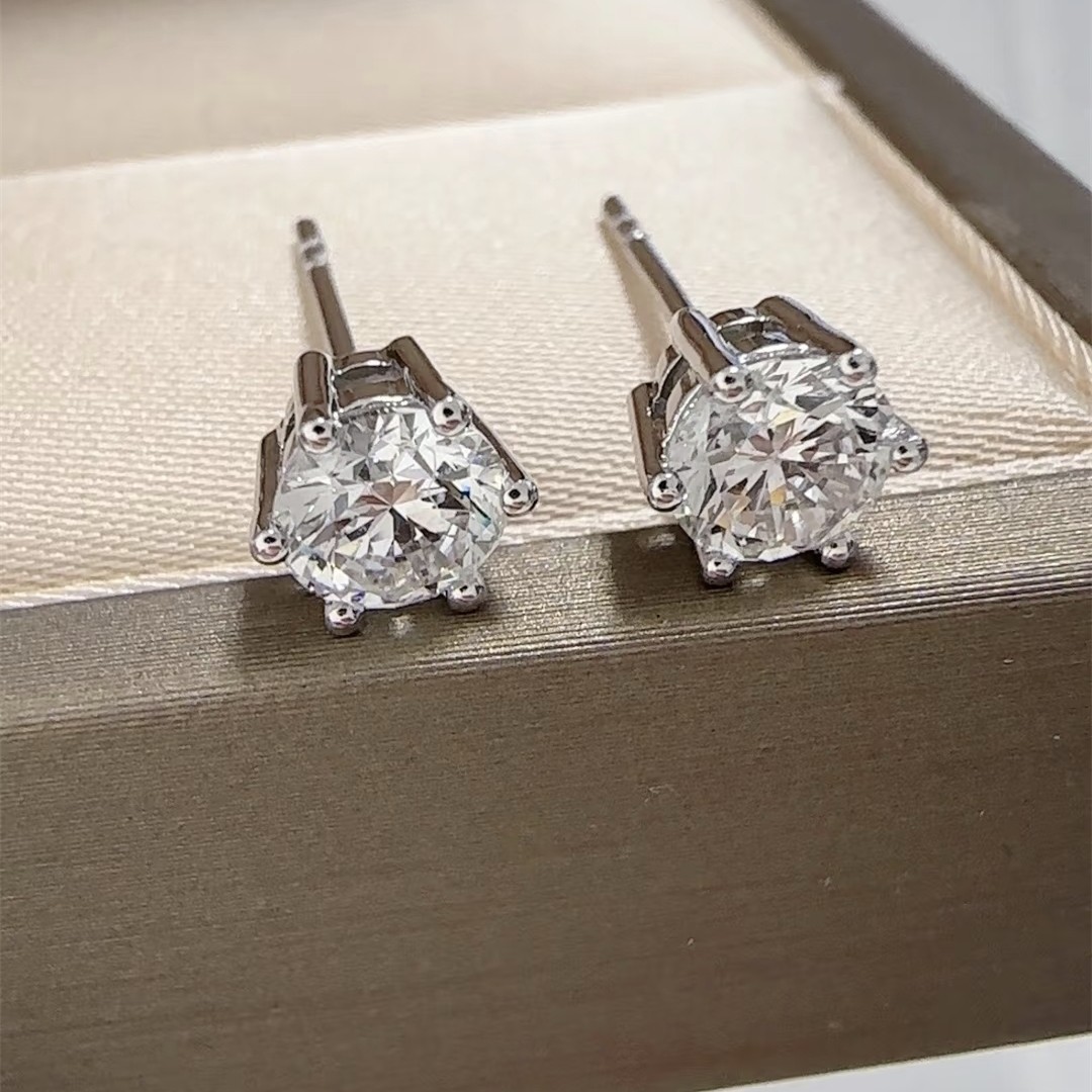 Pt950 Platinum Cultivated Diamond Six-Claw Earrings Igi Synthetic Diamond Earrings Set 18K Gold 14K Gold 9K Gold