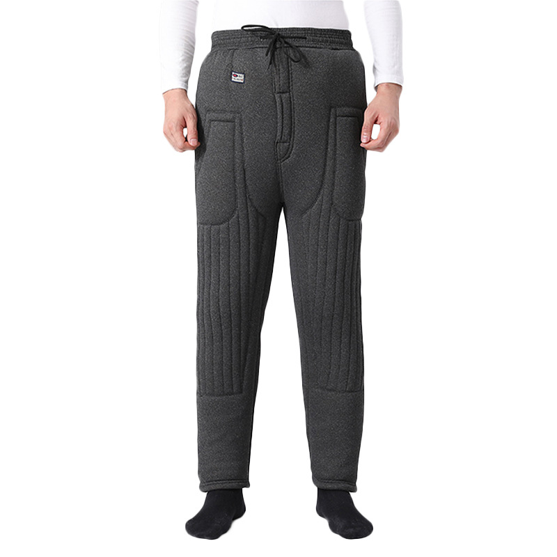 Winter Elderly Thickened Lamb Fleece Cotton Pants Three-layer Camel Fleece Cotton Pants for Middle-aged and Elderly Dad Warm Cold-proof Waist Elastic