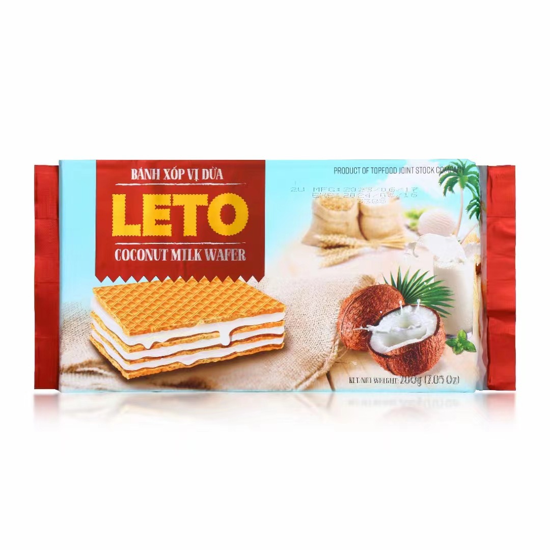 Vietnam Imported Leto Brand Soy Milk Flavored Wafer Biscuits Convenience Store Snacks New Year Wholesale 200Gtj