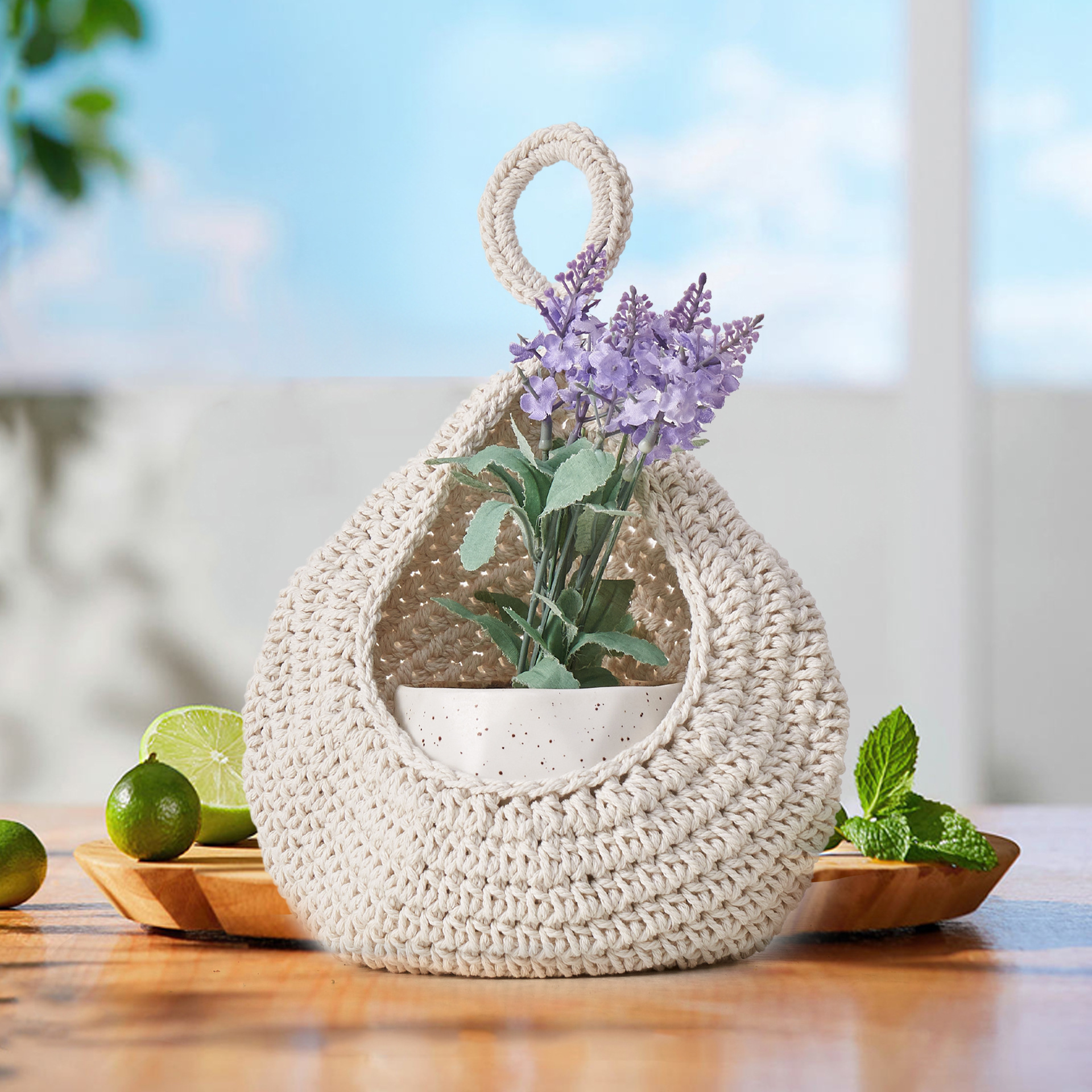 Cross Border Wall Hanging Vegetable Storage Fruit Basket Bird's Nest Wall Hanging Water Drop Net Pocket Handmade Cotton Rope Woven Wall Hanging
