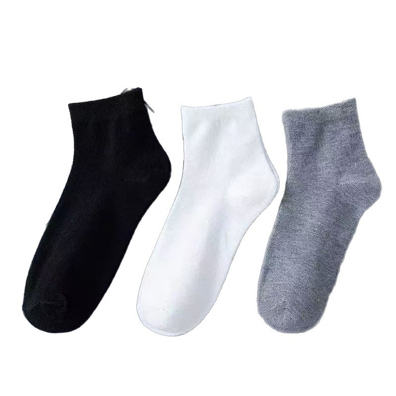 Black, White, and Gray Solid Color Socks, Men's and Women's Short Socks, Thin, Low-Cut, Breathable, Sweat-Absorbent, Invisible No-Show Socks, Disposable Cross-Border Wholesale