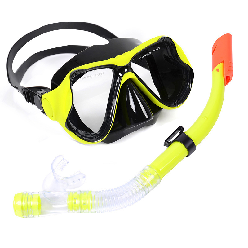 Large vision mask tempered glass diving goggles set snorkeling supplies wholesale semi-dry breathing tube equipment