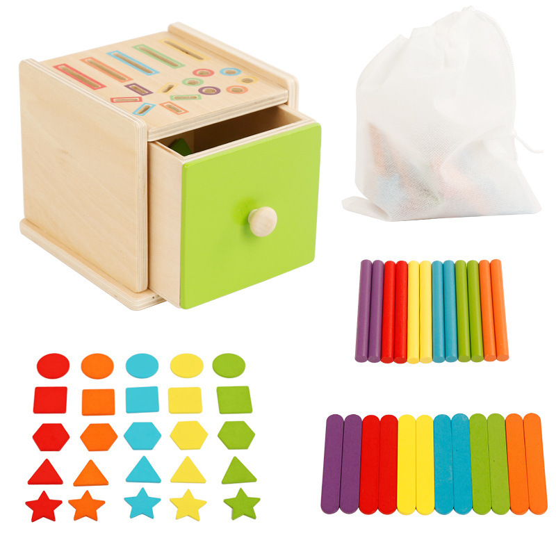 Customized Cpc Cross-Border Color Classification Cup Coin Box Cognitive Shape Matching Wooden Stick Kidsren's Early Education Montessori Toys