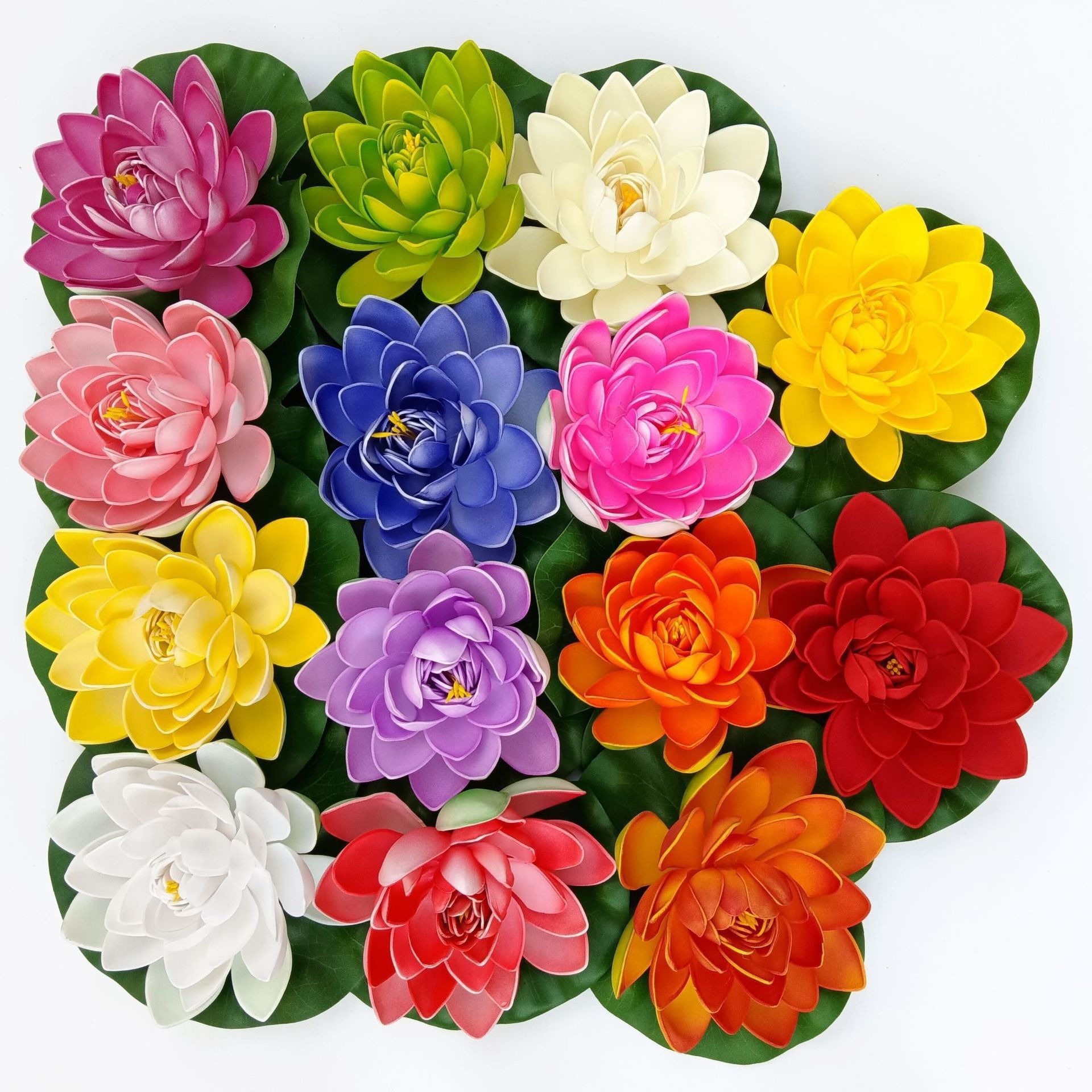 Simulated Lotus Eva Lotus Water Lily Artificial Flower Plastic Lotus Lotus Leaf Bright Colors Colored Card Foam Lotus