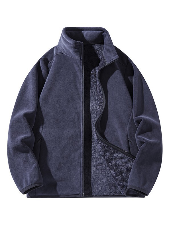 8806 Autumn and Winter Fleece Jacket Couple Men's and Women's Outdoor Stand Collar Austrian Velvet Plus Velvet Cardigan Jacket to Keep Warmth