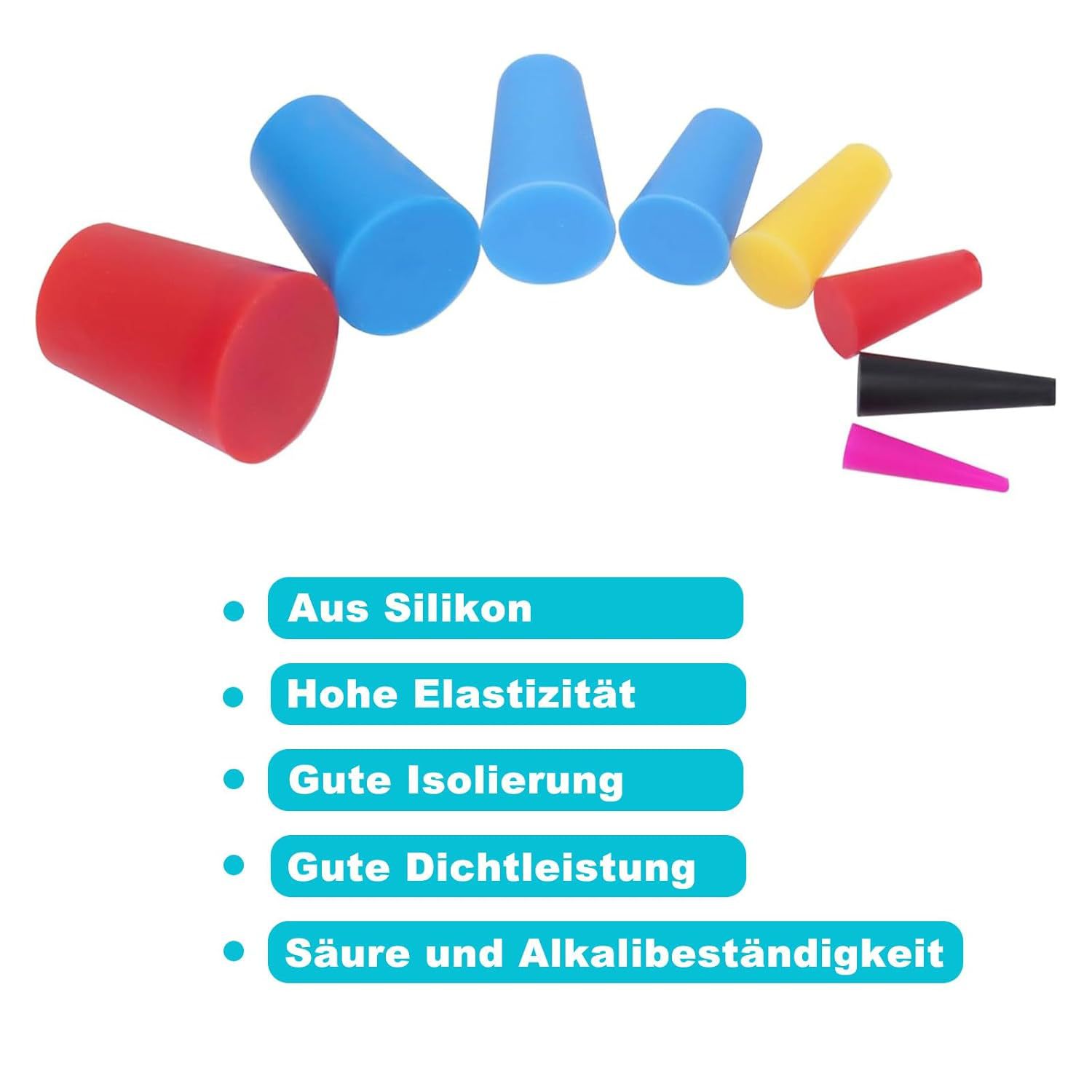 Happow 120 Stück Silikon-Gummi-Stecker-Sortiment-Set Mit Ge