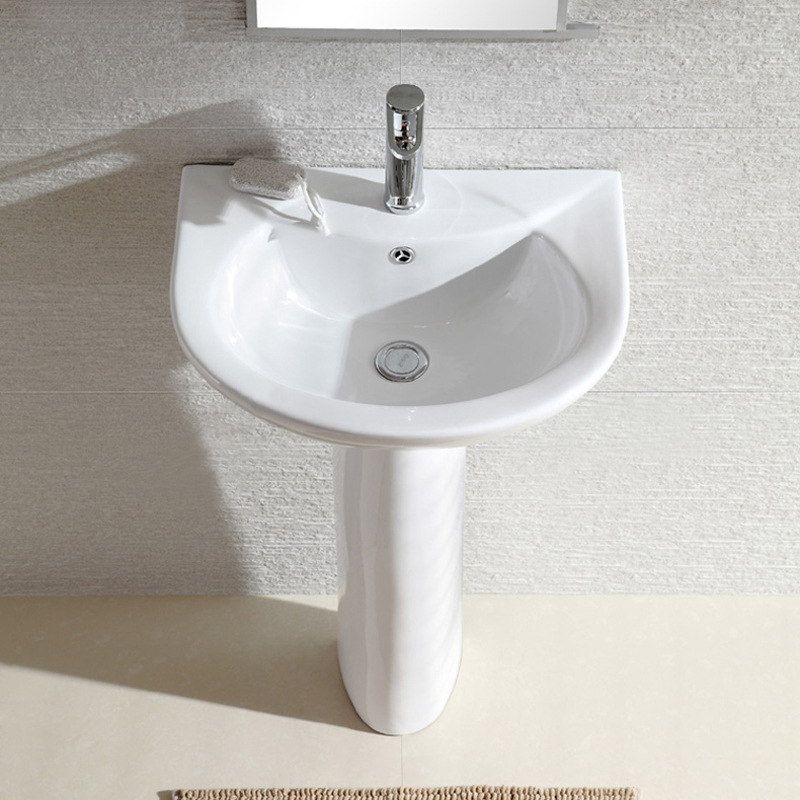 White Split Column Basin Outlet Ceramic Column Basin Hotel Household Floor-standing Moon Column Basin Wash Basin 3014