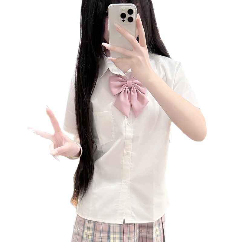 Tr Fabric Japanese-Style Milky White Jk Shirt Sweet Versatile Loose Long and Short Sleeve Student School Supply Shirt for Women College Style