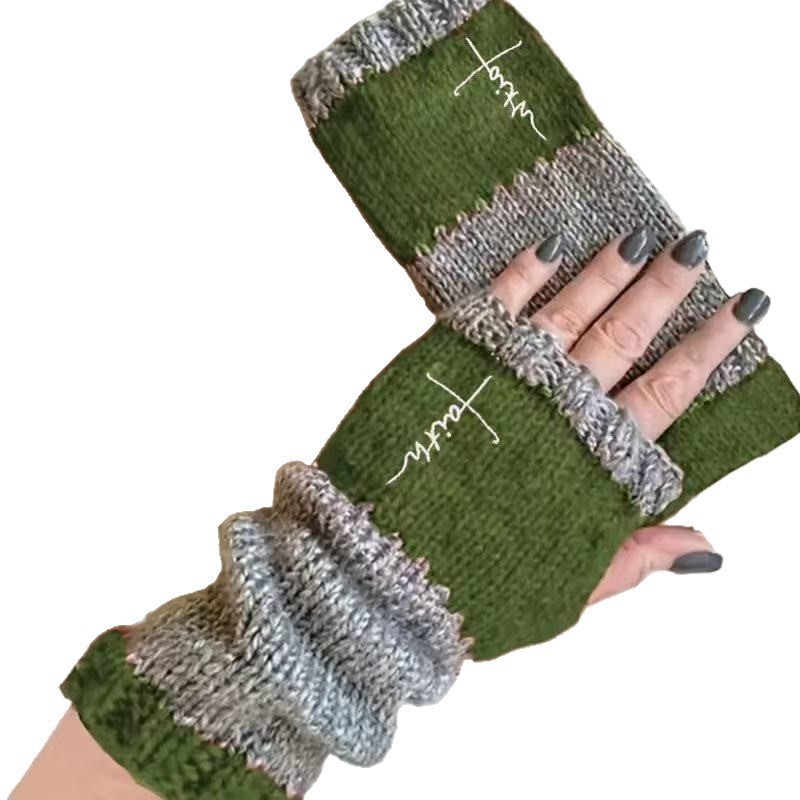 Autumn and Winter New Amazon Wish Independent Station Hot-Selling Fashionable Warm Stitching Embroidered Overseas Gloves Cross-Border