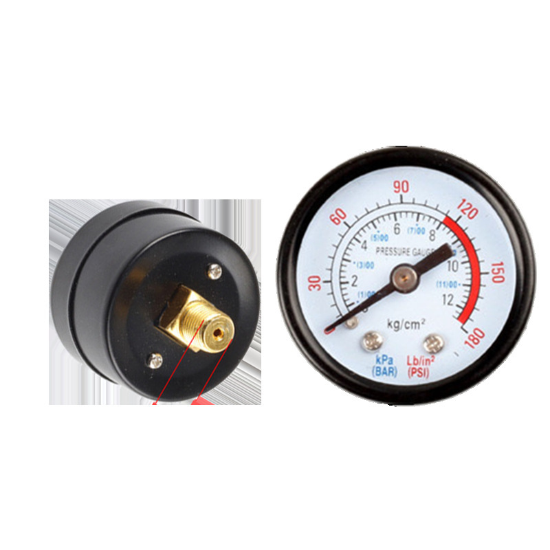 Air compressor air pump accessories pressure gauge horizontal axial pressure gauge 1 points 2 points special iron shell plastic gauge valve for floor heating