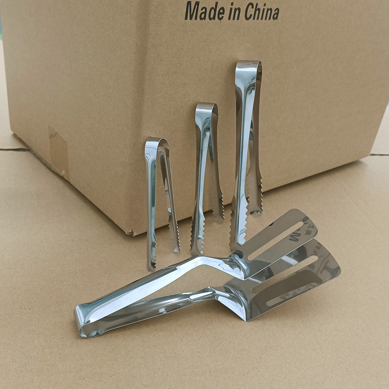 Stainless Steel Ice Tongs, Fish Spatula, Barbecue Steak Tongs, Thickened Toothed Ice Cube Tongs, Ice Pellet Tongs, Kitchen Bar Food Tongs