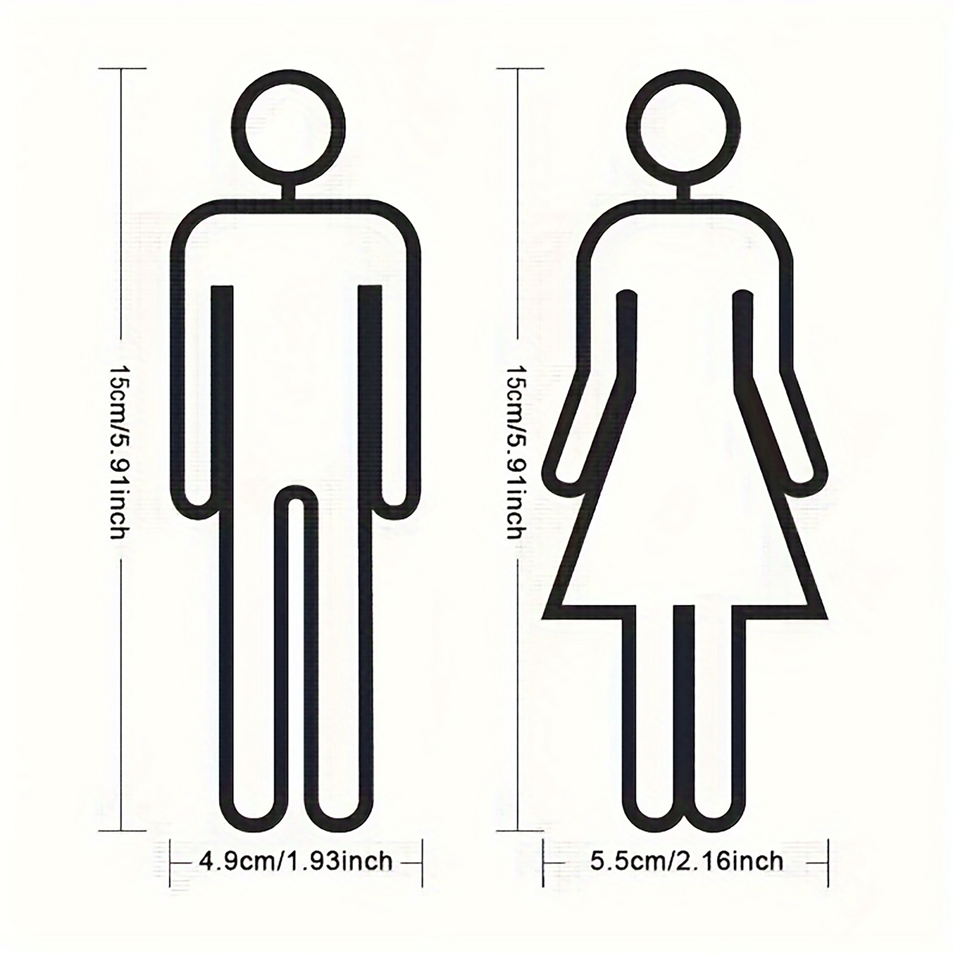 1 Set Black Matte Acrylic Bathroom Sign Durable Door Plaque for Men and Women Restroom Hotel