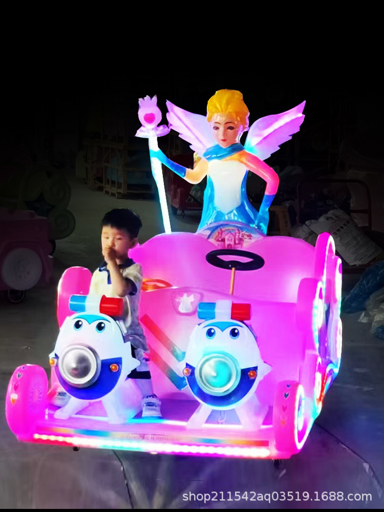 New Square Children's Electric Recreation Car Double Parent-Child Luminous Bumper Car Commercial Stall Big Wheel Toy Car