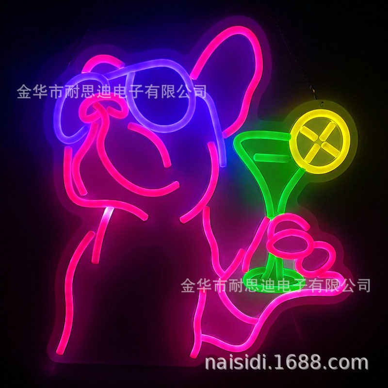 Internet-Famous Dog-Themed Led Ambient Light, Shop Decoration Wall Hanging Light, Creative Bedroom Night Light, Cross-Border