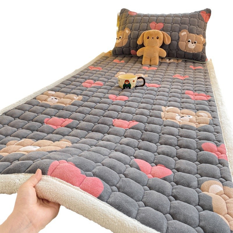Milk Velvet Mattress Cushion Household Velvet Blanket Cushion for Dormitory Students Single Winter fleece-lined Mattress Cushion