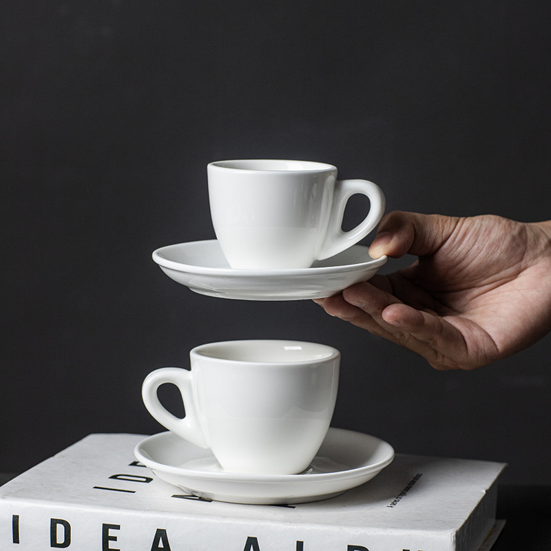 Export Q Cup Ceramic Espresso Set Italian Small Cup Pure White Simple Thick Small Simple New Style