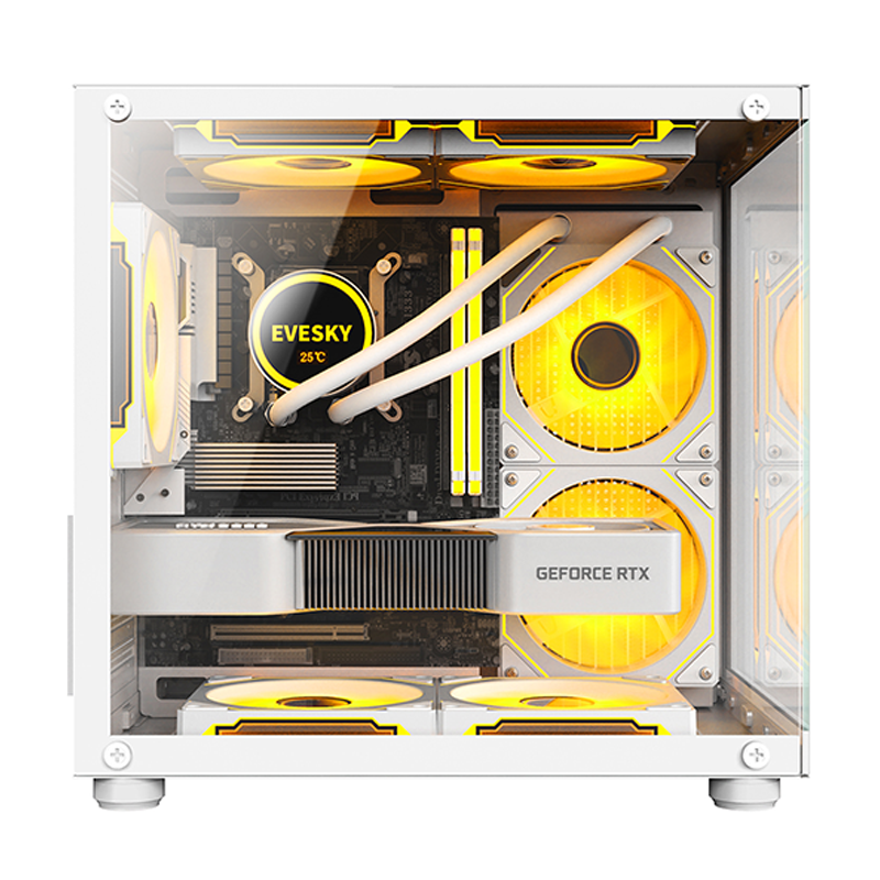 Columnless Prism Mini Sea View Room Computer Case Desktop Host Matx Water-Cooled Side Transparent White Game Itx