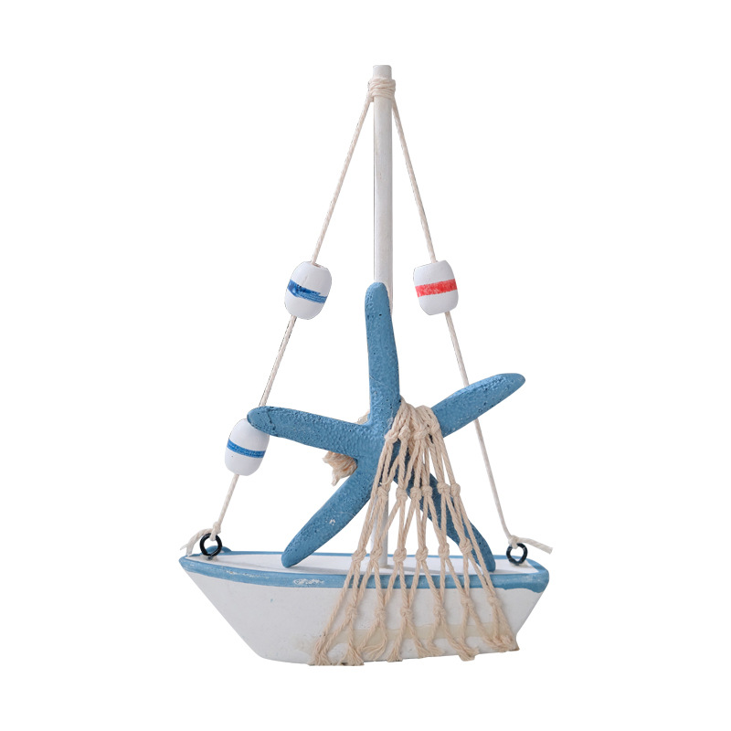 Mediterranean mini sailboat model small wooden boat desktop decoration decoration photo props seaside tourist souvenir