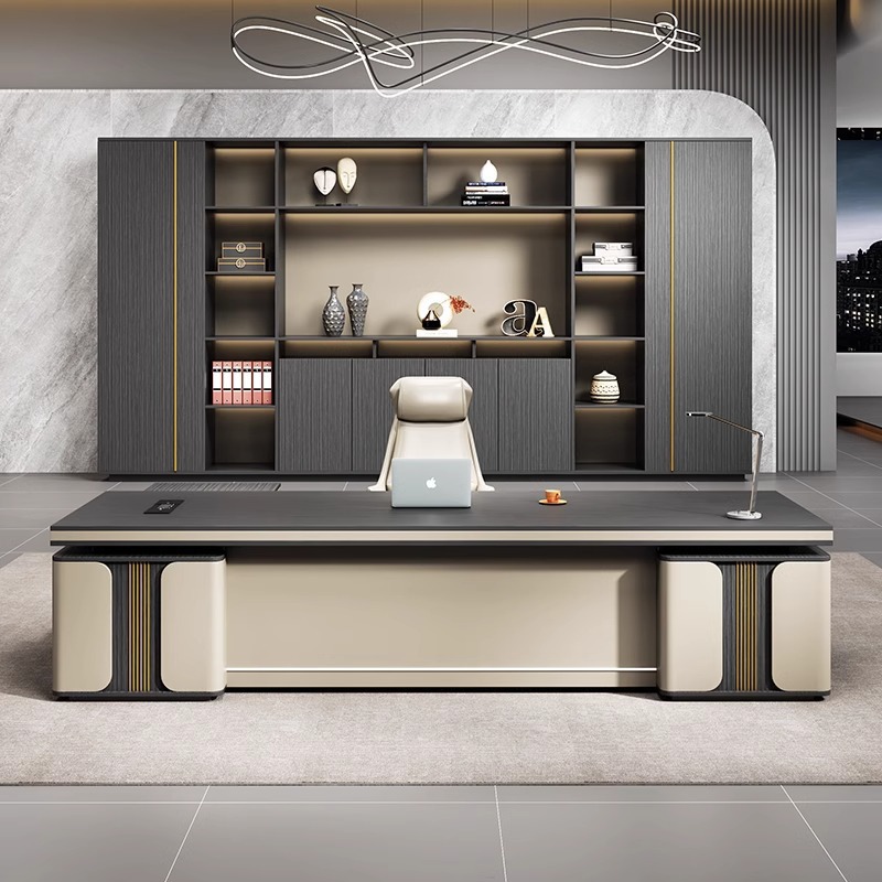 Light Luxury Boss Desk Office Desk and Chair Combination Office Desk High-End Manager Supervisor Executive Desk Office Furniture