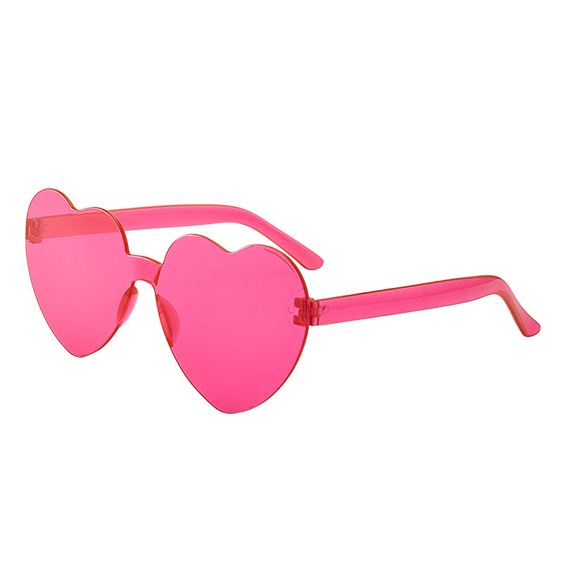 2025 Fashionable Heart-Shaped Sunglasses, One-Piece Heart Sunglasses, European and American Trendy Frameless One-Piece Sunglasses