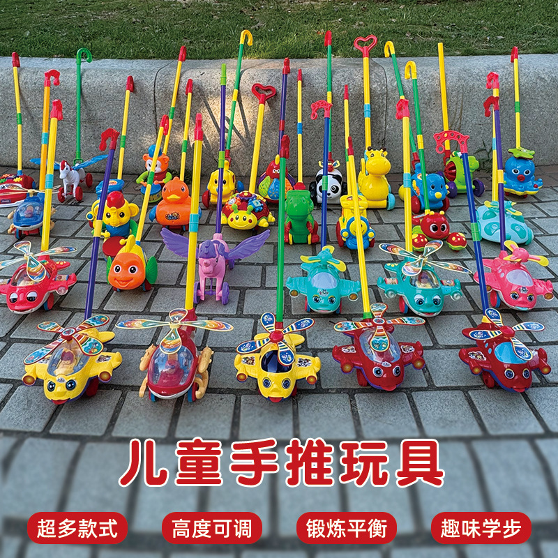 Детская толкаемая игрушка самолет с музыкой для детей 1-3 лет, колокольчик для помощи при ходьбе