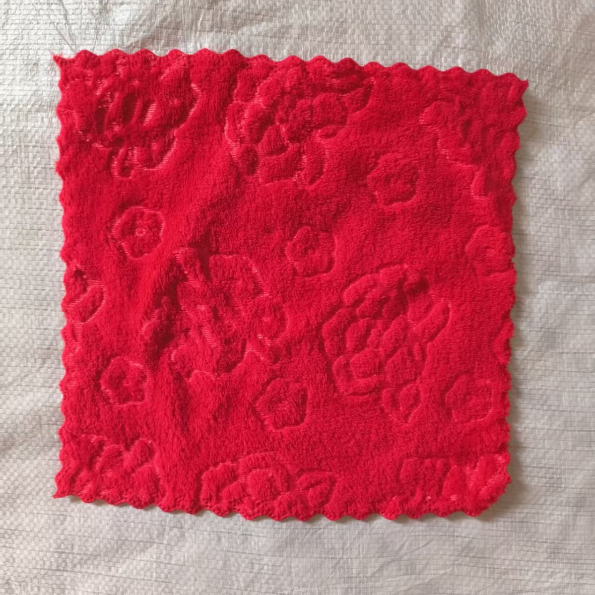 Wholesale wedding red towel office wedding return towel embossed embroidered red handkerchief enlarged thick velvet