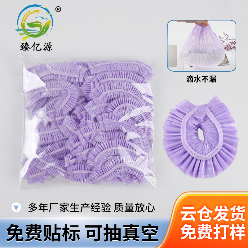 Фиолетовая одноразовая шапочка для душа для окрашивания волос, купания, мытья головы, прозрачная шапочка из ПЭ, оптовая продажа