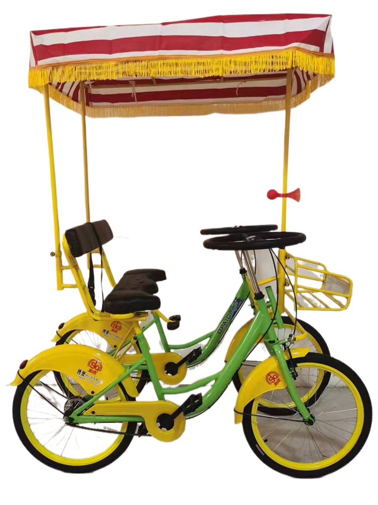 Two-Person Bicycle, Four-Wheel Family Three-Person Bicycle, Scan Code to Unlock, Return Vehicle, Time-Based Charging, Iot