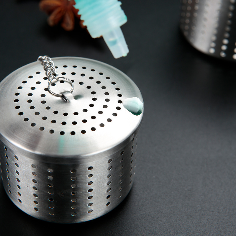 304 Stainless Steel Barrel Type Seasoning Ball Hot Pot Soup Halogen Spice Filter Weibao Household Tea Leaking Tea Filter