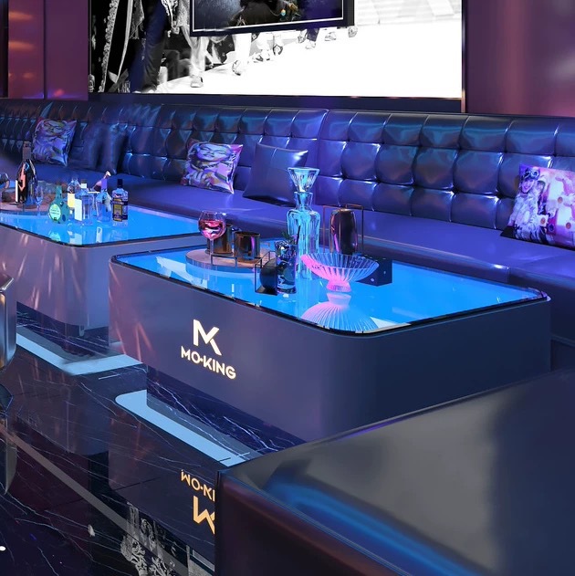 Кастомизированный светящийся кофейный столик из нержавеющей стали, комбинация для баров и клубов